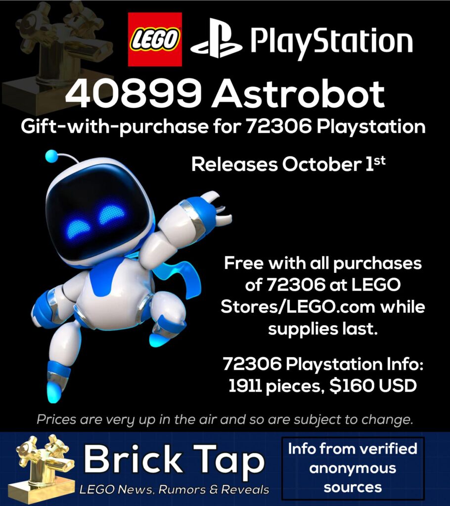 LEGO PlayStation pode chegar em outubro com conjunto exclusivo de Astro Bot 2 LEGO